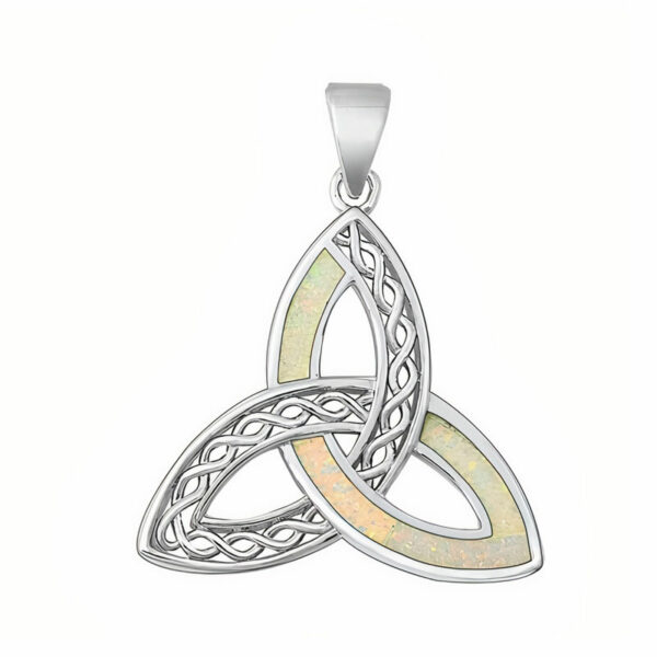 Vedhæng med Triquetra - Treenighedssymbolet og Opal - 30mm - u/kæde