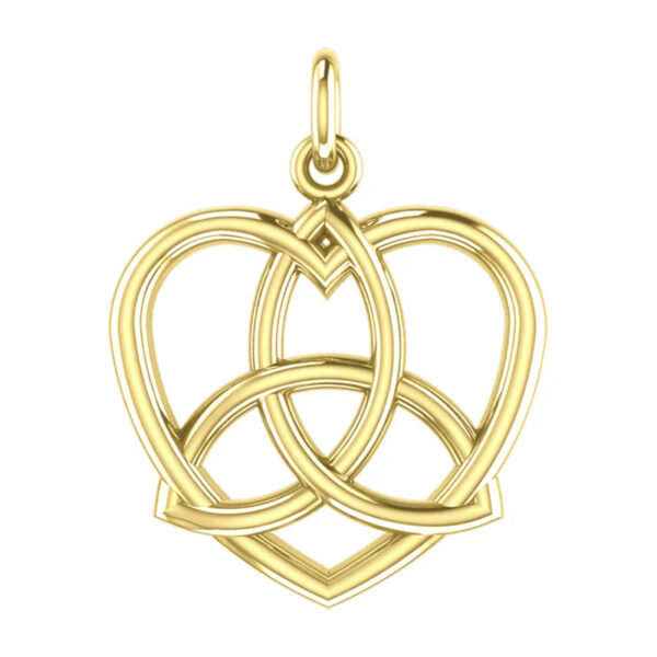 Vedhæng Hjerte med Triquetra - Treenighedssymbolet - 31mm - u/kæde - Forgyldt - 14 karat guld