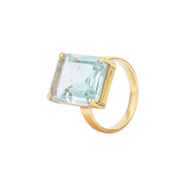 House of Vincent Candy Rock Sky Blue Topas Ring 18 kt. Forgyldt Sølv VJ080-LRG-BT-58 - Dame - 925 sterling silver