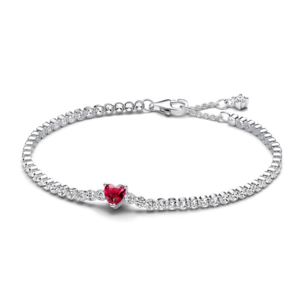 Pandora - Sparkling Red Heart armbånd Sølv