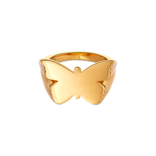 Jane Kønig Butterfly Signet Ring 18 kt. Forgyldt Sølv BSR-HS23-G-56 - Dame - 925 sterling silver