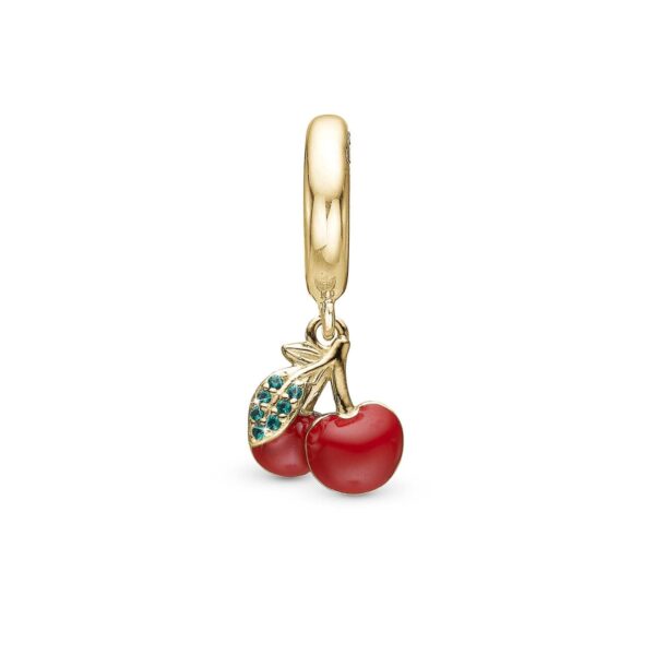 Christina - Happy Cherries charm, 6 mm Forgyldt sterlingsølv