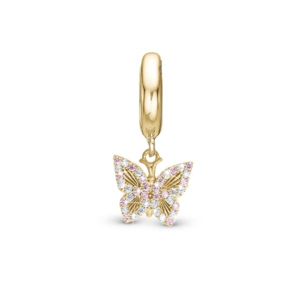 Christina - Sparkling Butterfly charm, 6 mm Forgyldt sølv sterlingsølv