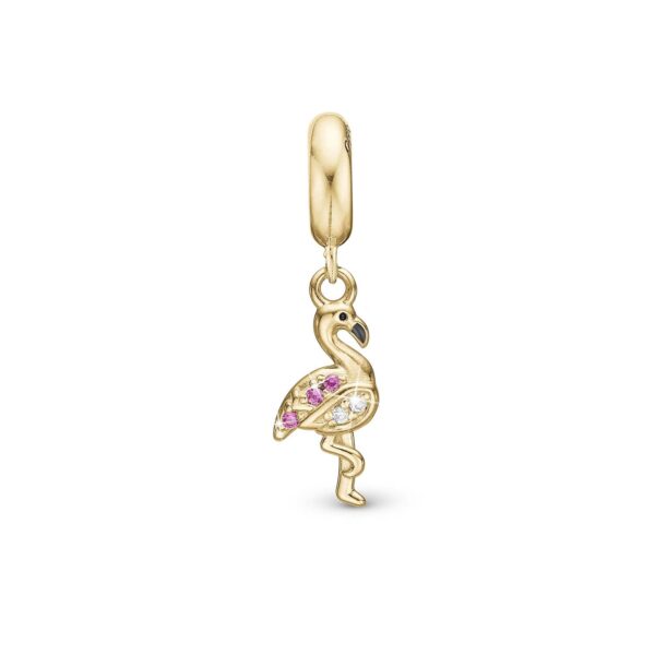 Christina - Flamingo charm, 4 mm Forgyldt sterlingsølv