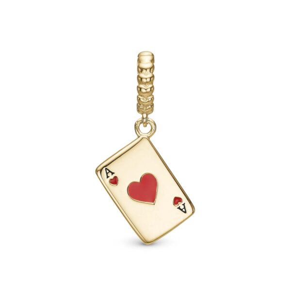 Christina - Ace of Hearts charm, 4 mm Forgyldt sterlingsølv