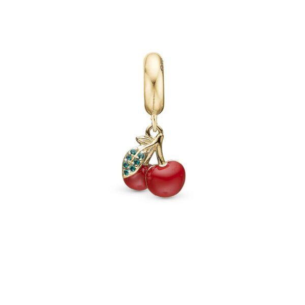 Christina - Happy Cherries charm forgyldt 4 mm.