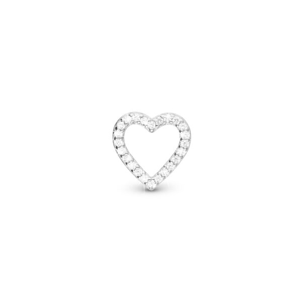 Christina - Shimmery Heart charm, 4 mm Sølv