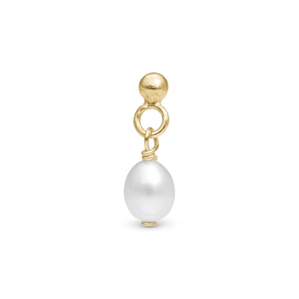 Christina - Dangling Pearl ørering, 1 stk Forgyldt sølv