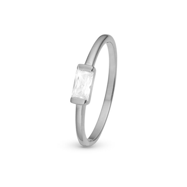 Christina - White Single Baquette ring sølv sterlingsølv