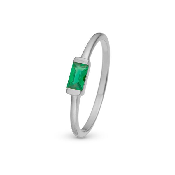 Christina - Green Single Baquette ring sølv sterlingsølv