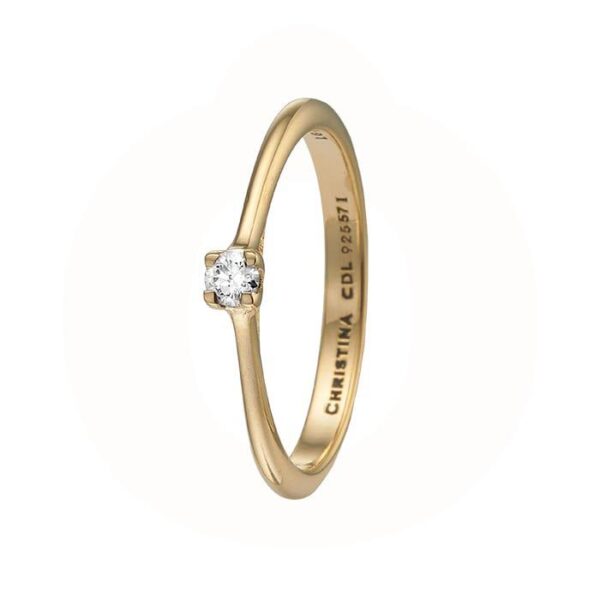 Christina - Klassisk Solitaire Ring forgyldt sølv 800-8.1.B