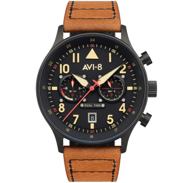 AVI-8 Carey Dual Time AV-4088-03 - Herre - 43 mm - Analog - Mechaquartz - Mineralglas