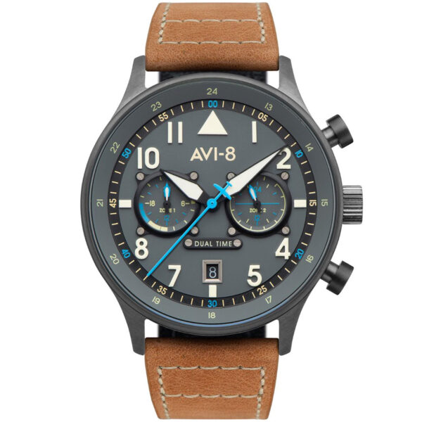 AVI-8 Carey Dual Time AV-4088-04 - Herre - 43 mm - Analog - Mechaquartz - Mineralglas