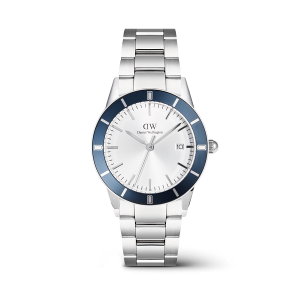 Daniel Wellington DW Watch Iconic Paradigma Link Blue Bezel 40mm Silver